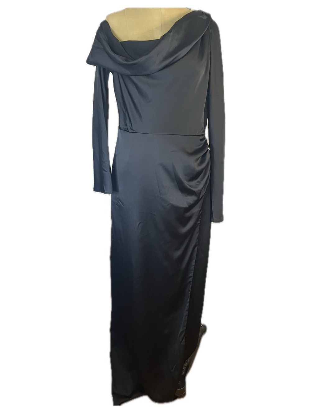 Show Me Your Mumu  NWT Jamie Black Satin Draped Off-Shoulder Maxi Dress